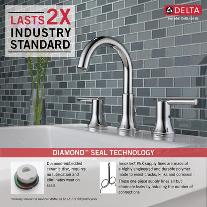 Delta TRINSIC Two Handle Widespread 3 Hole Bathroom Faucet