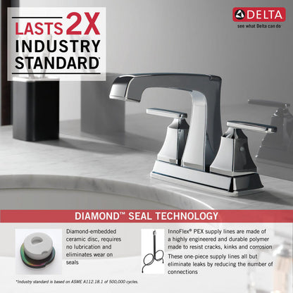 Delta ASHLYN Two Handle Centerset 3 Hole Bathroom Faucet- Chrome