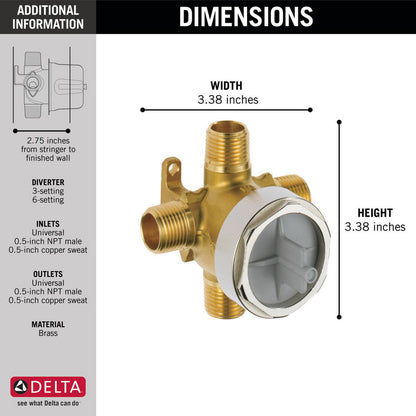 Delta 3- and 6-Setting Shower Diverter Rough In Valve