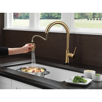 Delta TRINSIC Single Handle Pull-Down Kitchen Faucet with Touch2O Technology- Champagne Bronze