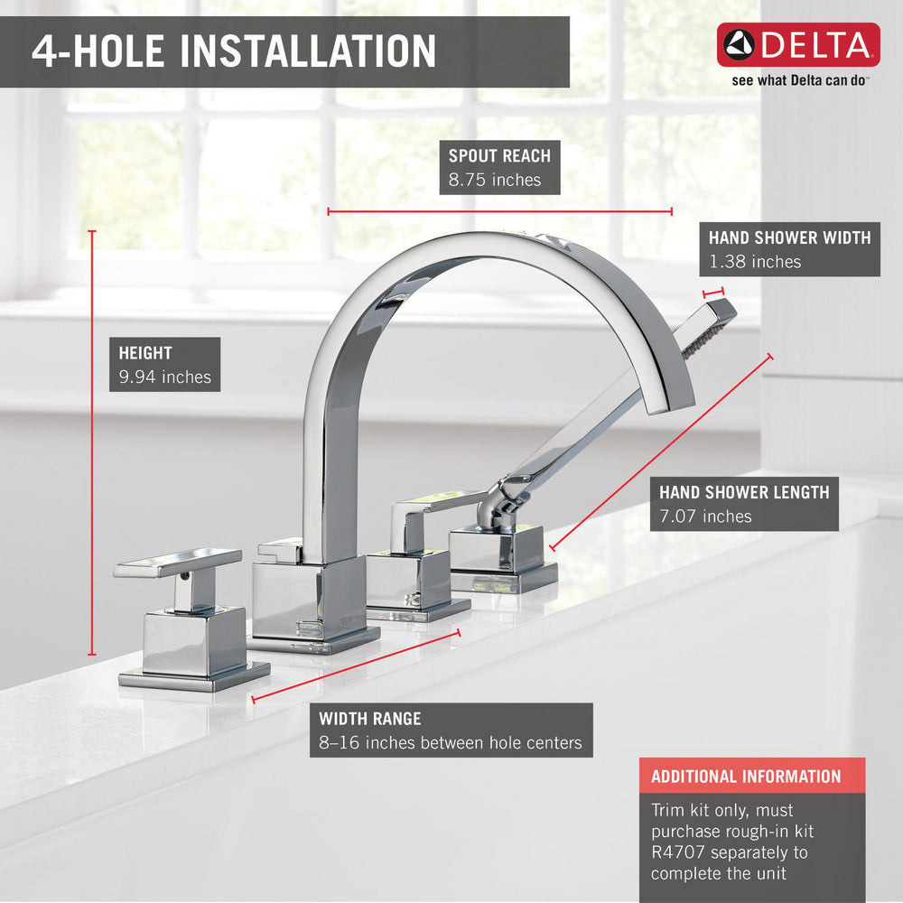 Delta VERO Roman Tub Filler Trim with Hand Shower -Chrome