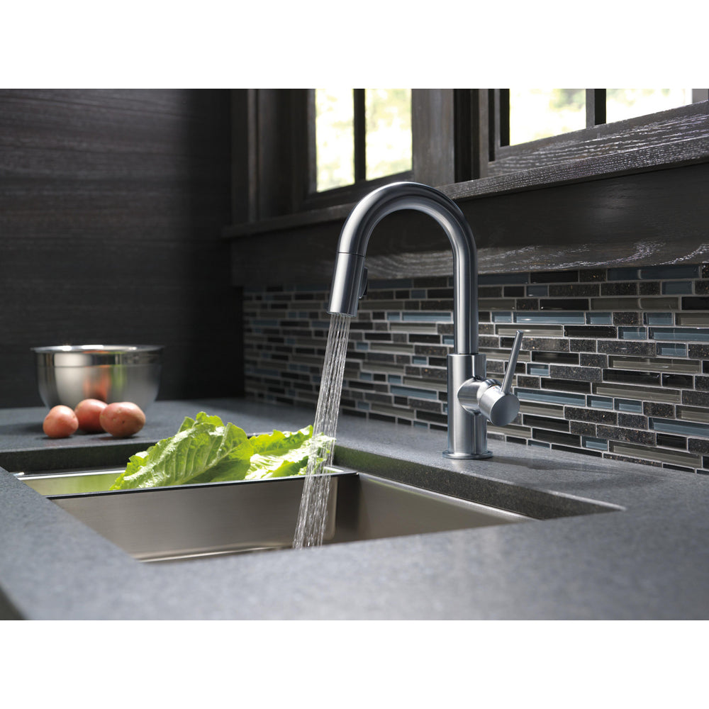 Delta TRINSIC Single Handle Pull-Down Bar / Prep Faucet- Arctic Stainless