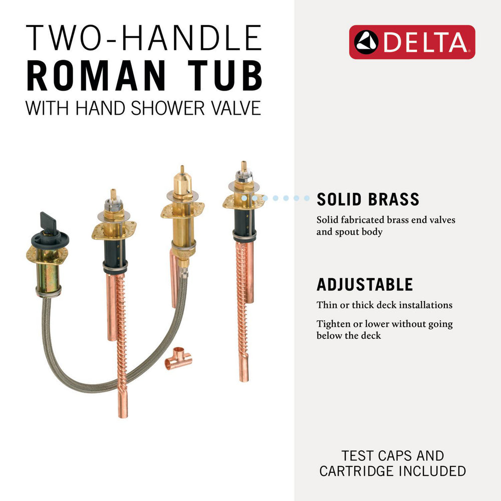 Delta Two Handle Flexible Mount with Hand Shower Tub Filler Rough In Valve