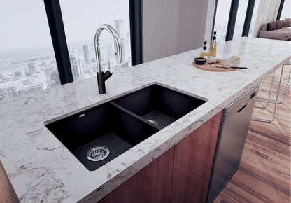 Blanco Precis U 2 Silgranit 29-3/4" x 18-1/8" 50/50 Double Bowl Kitchen Sink - Anthracite