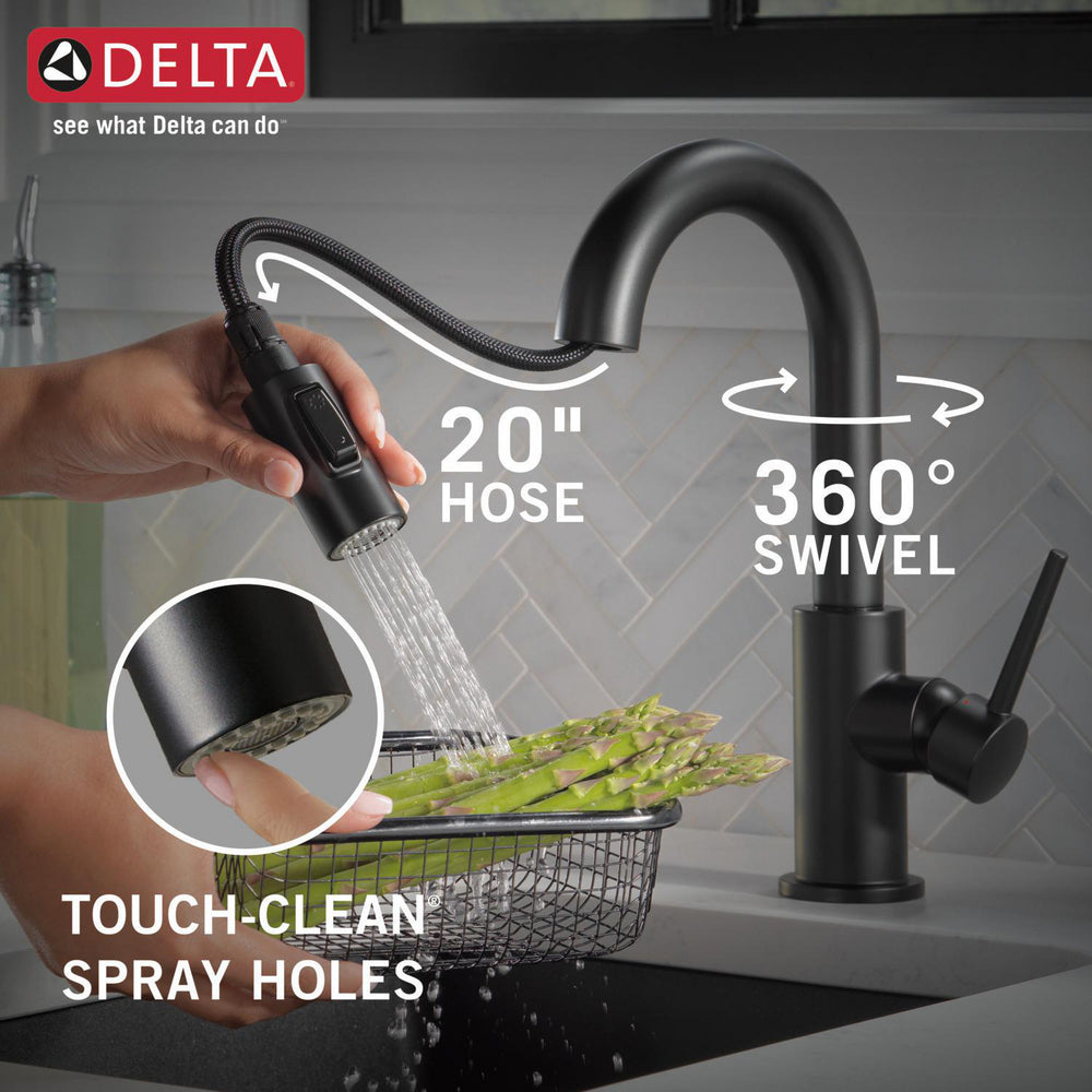 Delta TRINSIC Single Handle Pull-Down Bar / Prep Faucet- Matte Black