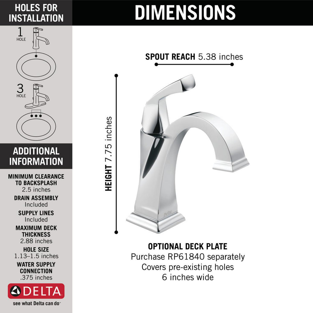 Delta DRYDEN Single Handle Bathroom Faucet- Chrome