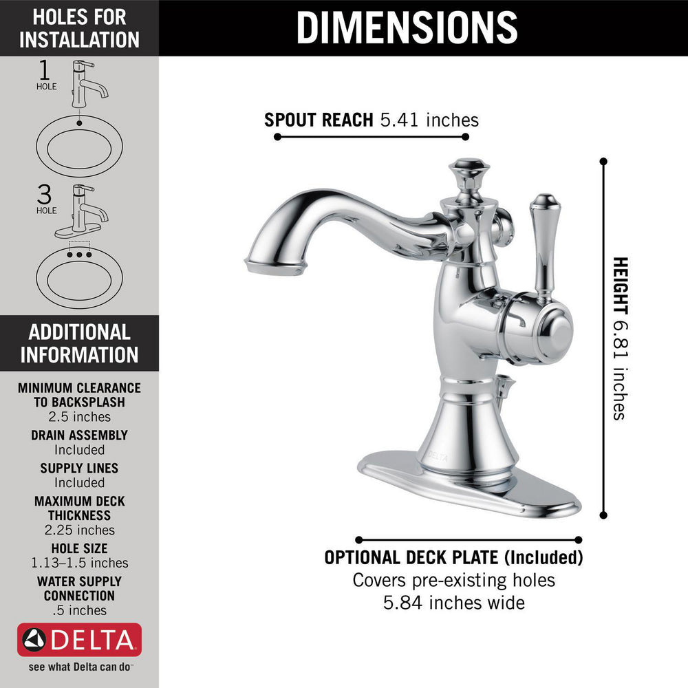 Delta CASSIDY Single Handle Bathroom Faucet- Chrome