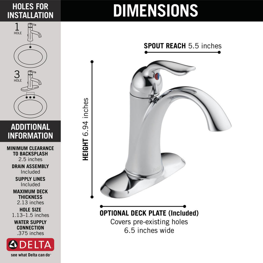 Delta LAHARA Single Handle Bathroom Faucet- Chrome