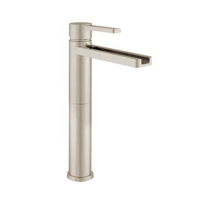 Aquadesign Products Tall Single Hole Lav – Drain Included (Aqua 500019) - Brushed Nickel