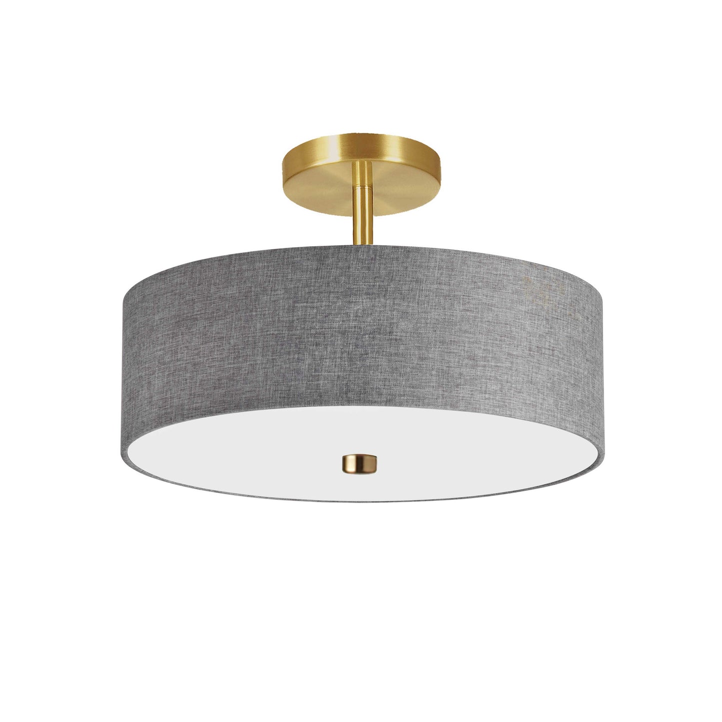 Dainolite 3 Light Incandescent Semi-Flush Mount Aged Brass with Grey Shade - Renoz