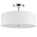 Dainolite 3 Light Incandescent Semi Flush Polished Chrome Finish with White Shade - Renoz