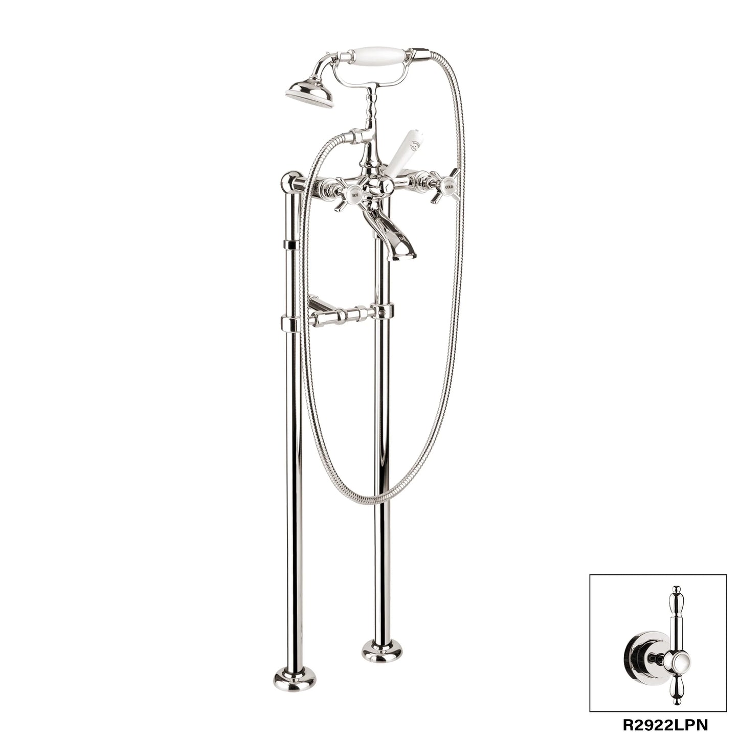 Aquadesign Products Floor Mount Tub Filler (Nostalgia R2922X) - Polished Nickel