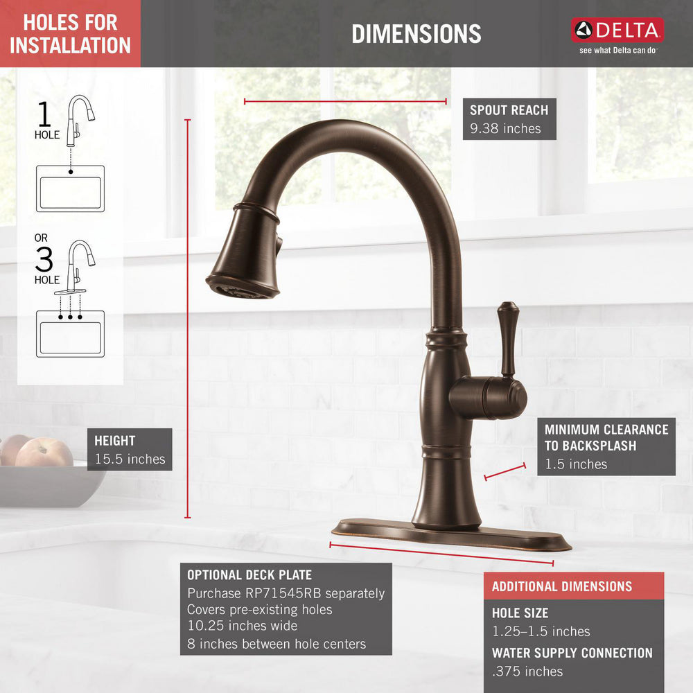 Delta CASSIDY Single Handle Pulldown Kitchen Faucet- Venetian Bronze