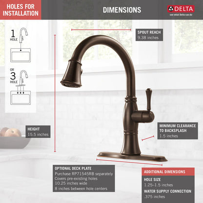 Delta CASSIDY Single Handle Pulldown Kitchen Faucet- Venetian Bronze