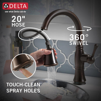 Delta CASSIDY Single Handle Pull-Down Kitchen Faucet with Touch2O and ShieldSpray Technologies- Venetian Bronze