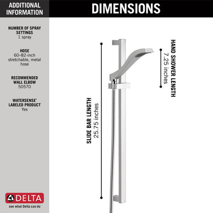 Delta DRYDEN Premium Single-Setting Slide Bar Hand Shower- Chrome