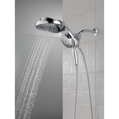 Delta HydroRain H2Okinetic 5-Setting Two-in-One Shower Head- Lumicoat Chrome