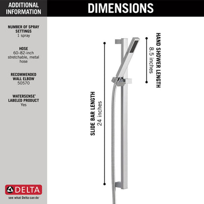 Delta VERO Premium Single-Setting Slide Bar Hand Shower- Chrome