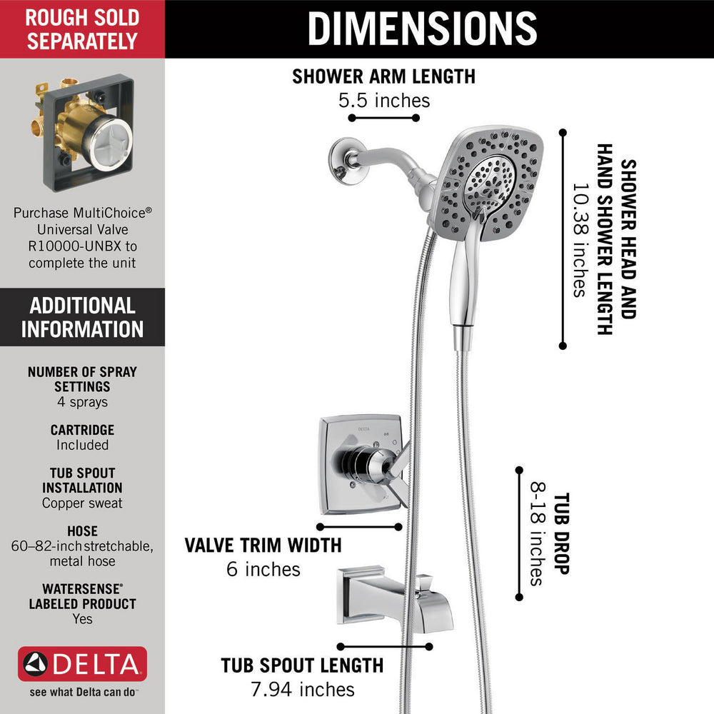 Delta ASHLYN Monitor 17 Series Two-in-One Shower Trim with In2ition -Chrome (Valve Sold Separately)