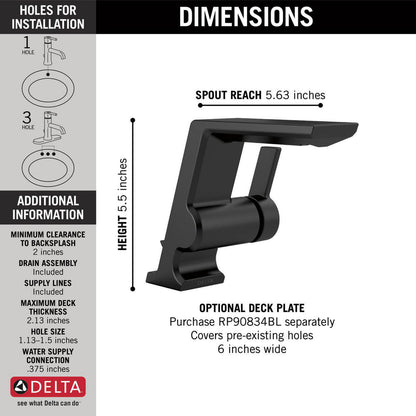 Delta PIVOTAL Single Handle Bathroom Faucet- Matte Black