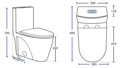 Liro Canada Luna One Piece Elongated Skirted Square Toilet 10"