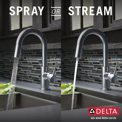 Delta TRINSIC Single Handle Pull-Down Bar / Prep Faucet- Arctic Stainless