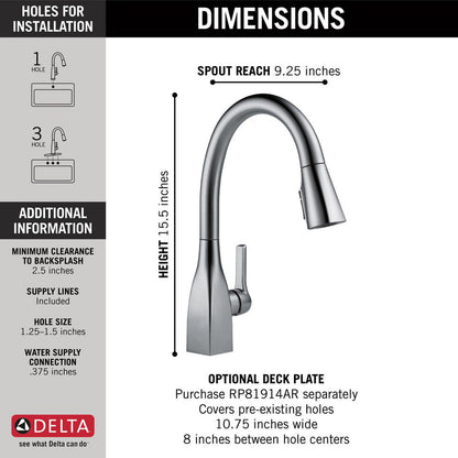 Delta MATEO Single Handle Pull-Down Kitchen Faucet with ShieldSpray Technology- Arctic Stainless