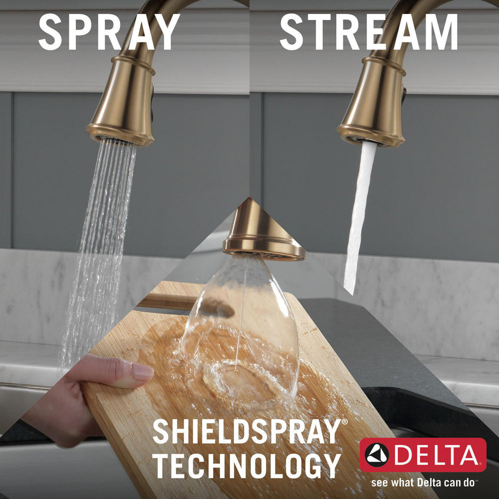 Delta CASSIDY Single Handle Pulldown Kitchen Faucet- Lumicoat Champagne Bronze