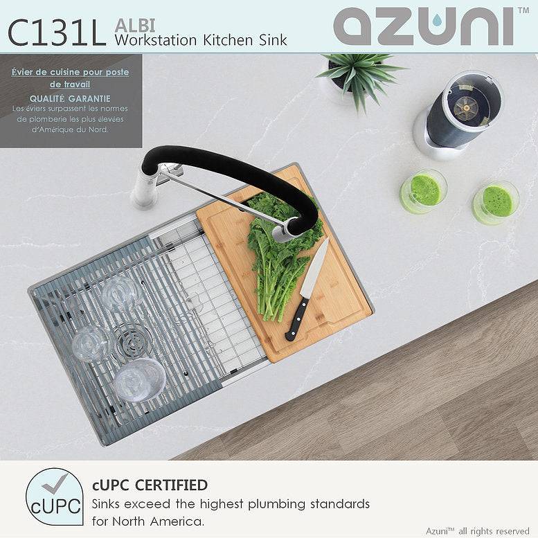 Azuni Albi 30" x 19" Reversible Undermount Workstation Single Bowl Kitchen Sink C131L - Renoz