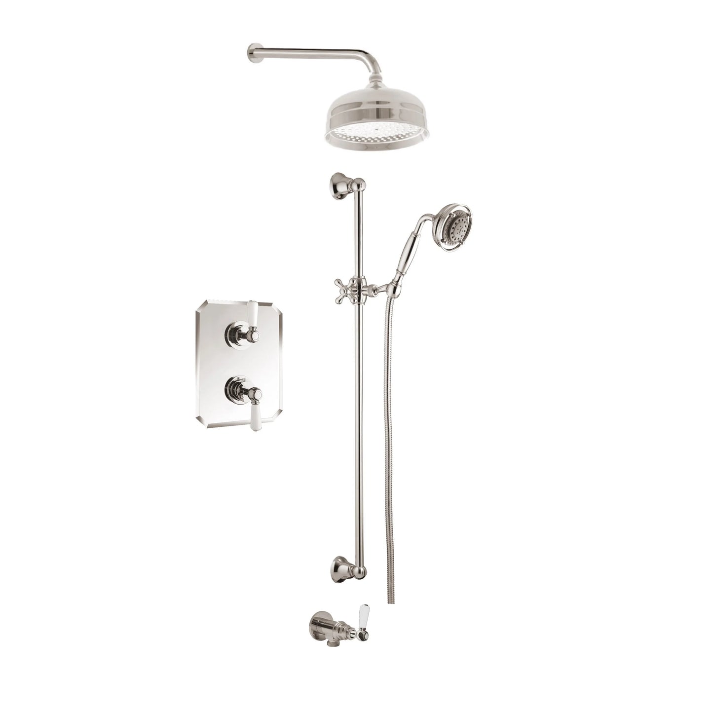 Aquadesign Products Shower Kit (Regent 37RL) - Polished Nickel w/White Handle