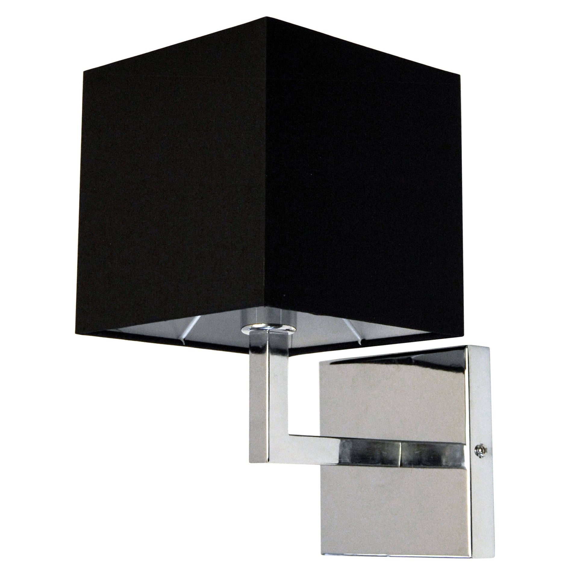 Dainolite 1 Light Incandescent Wall Sconce, Polished Chrome with Black Shade Finish - Renoz