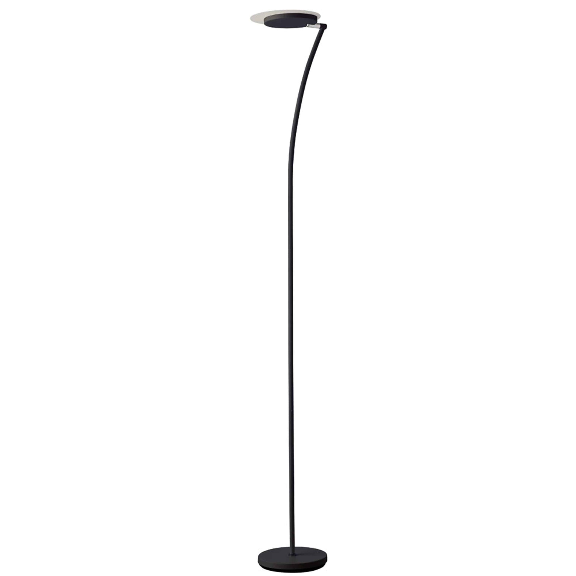 Dainolite LED Torchier, Matte Black, Swivel Head, White Frosted Diffuser - Renoz