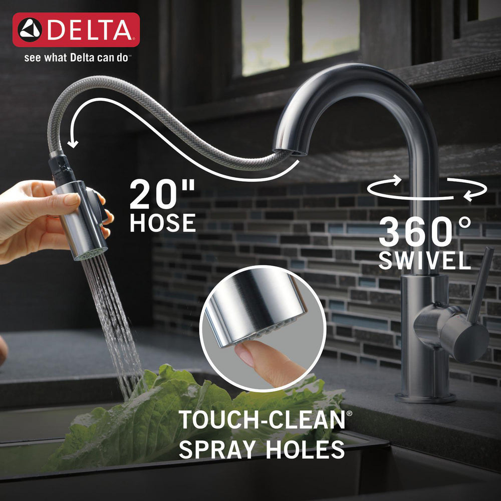 Delta TRINSIC Single Handle Pull-Down Bar / Prep Faucet- Arctic Stainless