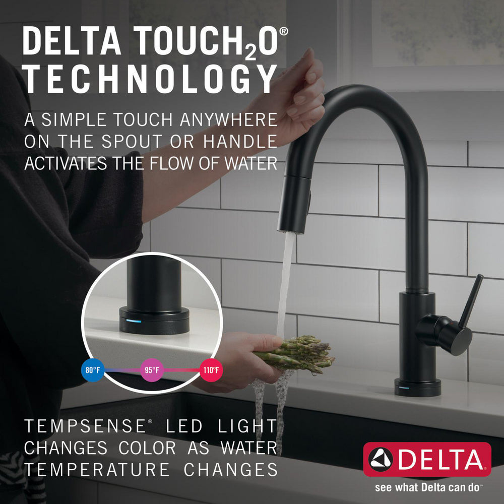 Delta TRINSIC Single Handle Pull-Down Kitchen Faucet with Touch2O Technology- Matte Black