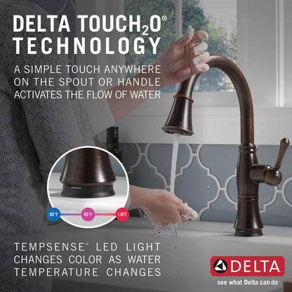 Delta CASSIDY Single Handle Pull-Down Kitchen Faucet with Touch2O and ShieldSpray Technologies- Venetian Bronze