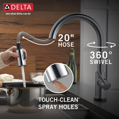 Delta TRINSIC VoiceIQ Single-Handle Pull-Down Kitchen Faucet with Touch2O Technology- Arctic Stainless