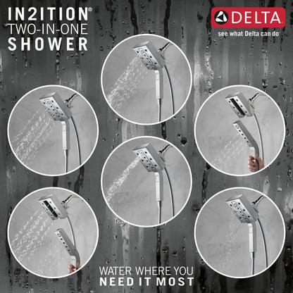 Delta H2Okinetic In2ition 4-Setting Two-in-One Shower- Lumicoat Chrome