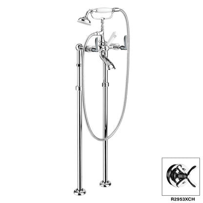 Aquadesign Products Floor Mount Tub Filler (Manhattan R2953L) - Chrome