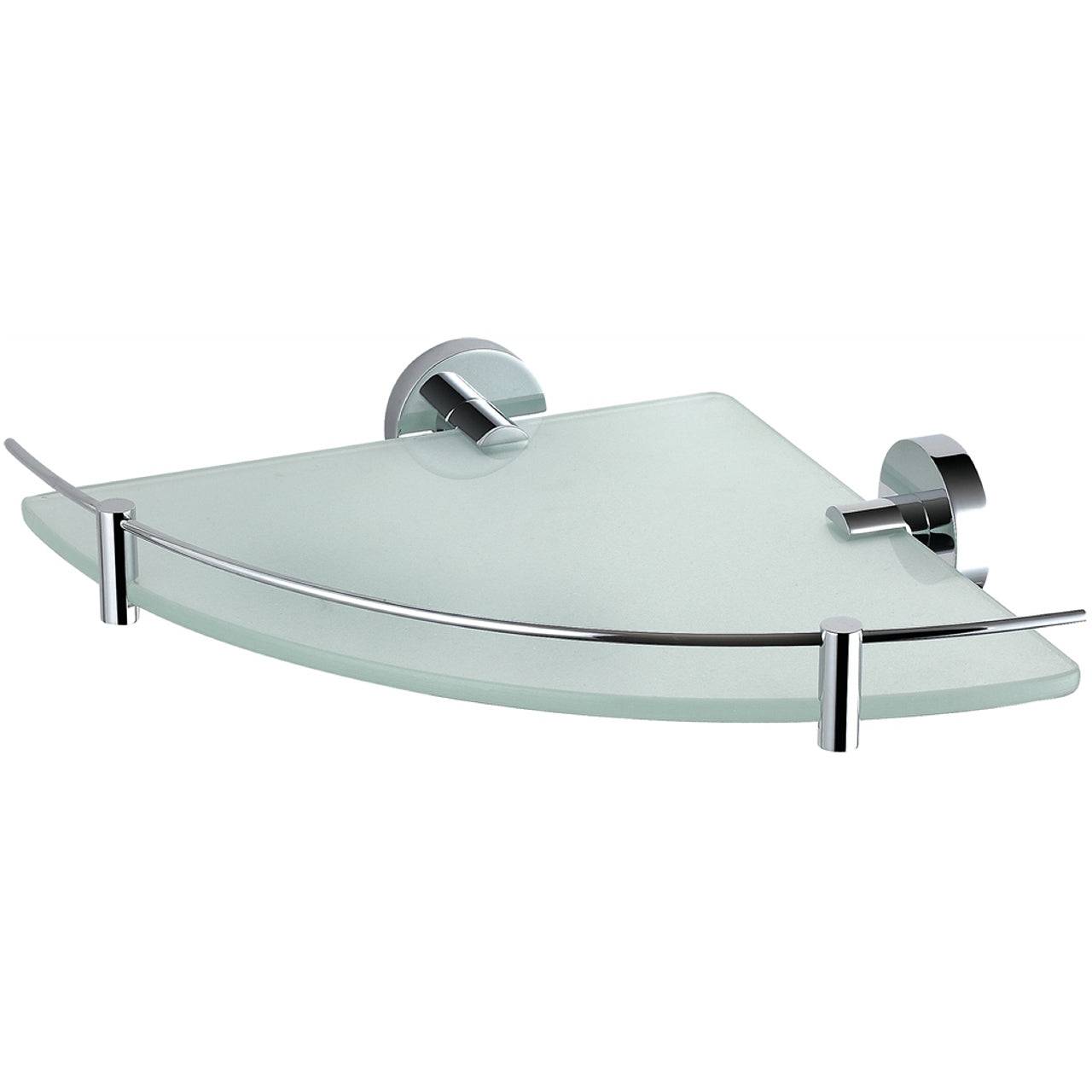 Kube Single Corner Glass Shelf – Chrome - Renoz