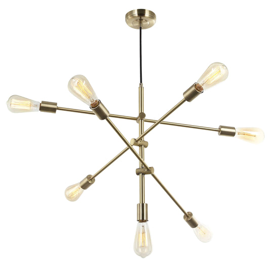 Dainolite 7 Light Incandescent Adjustable Pendant Aged Brass Finish. - Renoz