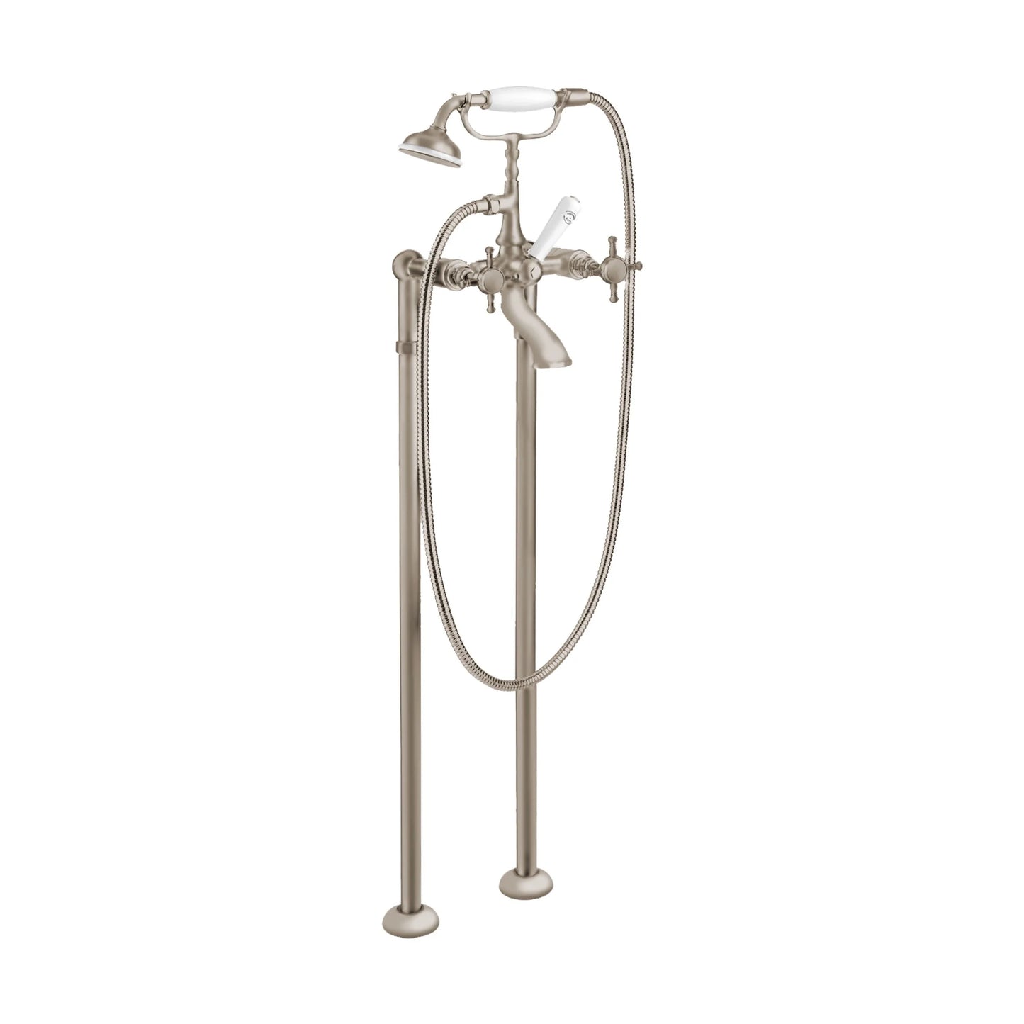 Aquadesign Products Floor Mount Tub Filler (Queen R2975X) - Brushed Nickel