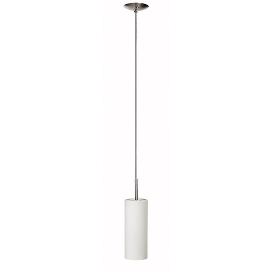 Dainolite 1 Light Pendant, Satin Chrome, White Frosted Glass - Renoz