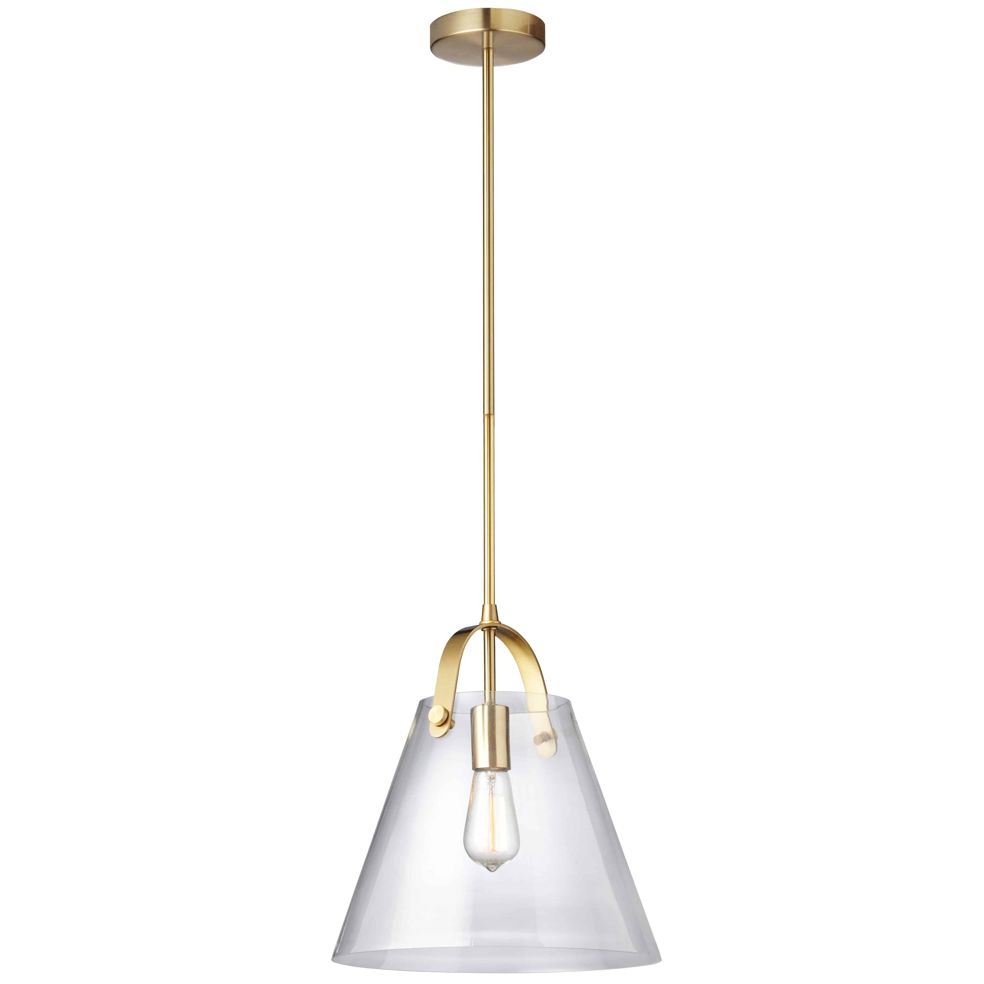 Dainolite 1 Light Incandescent Pendant Aged Brass Finish with Clear Glass - Renoz