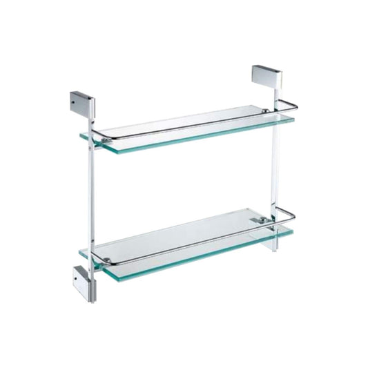 Kube Bath Aqua Fino Double Glass Shelve – Chrome - Renoz