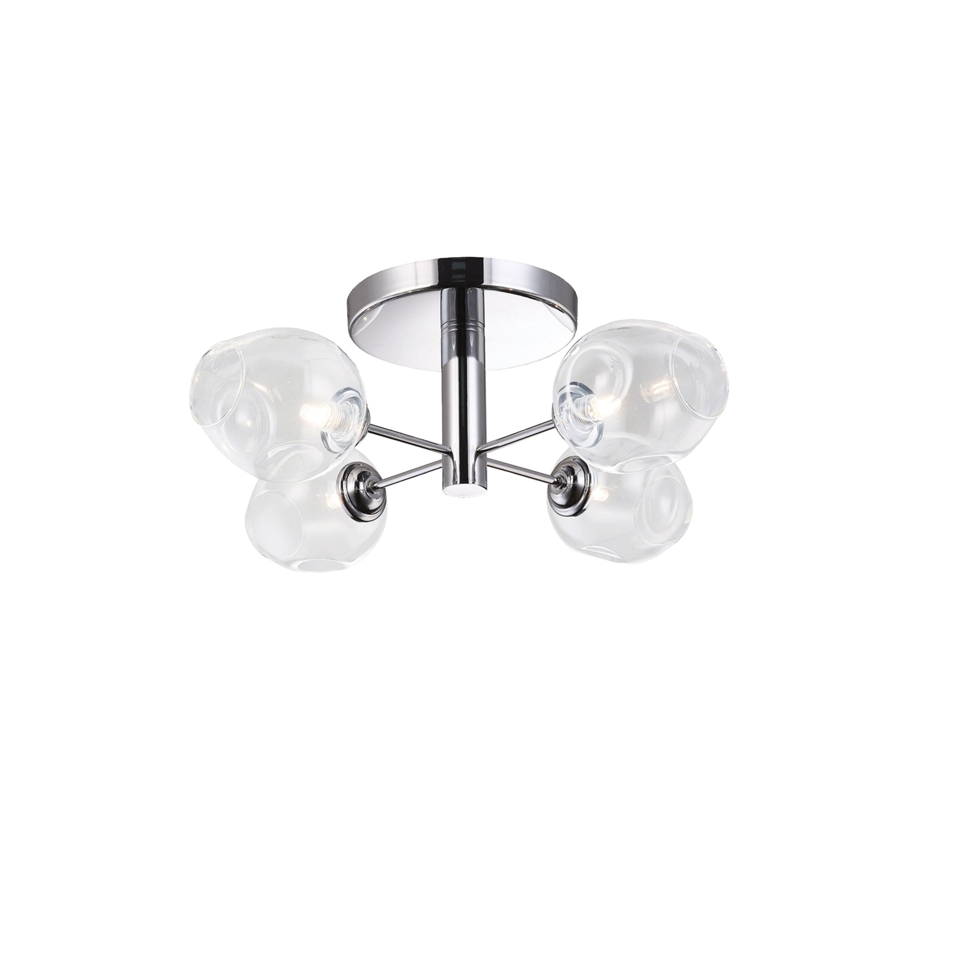 Dainolite 4 Light Halogen Semi Flush, Polished Chrome with Clear Glass - Renoz