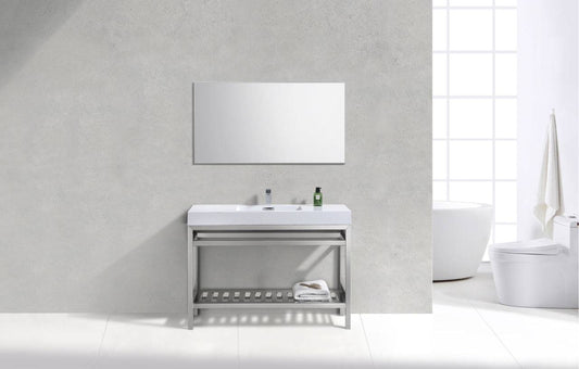 Kube Bath Cisco 48" Stainless Steel Console Bathroom Vanity With White Acrylic Sink - Renoz