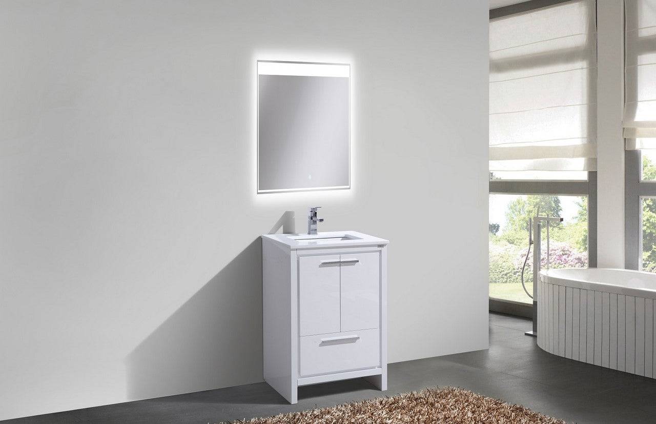 Kube Bath Dolce 24" Floor Mount Bathroom Vanity With White Quartz Countertop With 2 Doors And 1 Drawer AD624 - Renoz