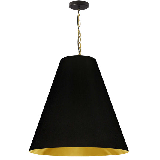 Dainolite 1 Light Large Anaya Aged Brass Pendant with Black/Gold Shade - Renoz