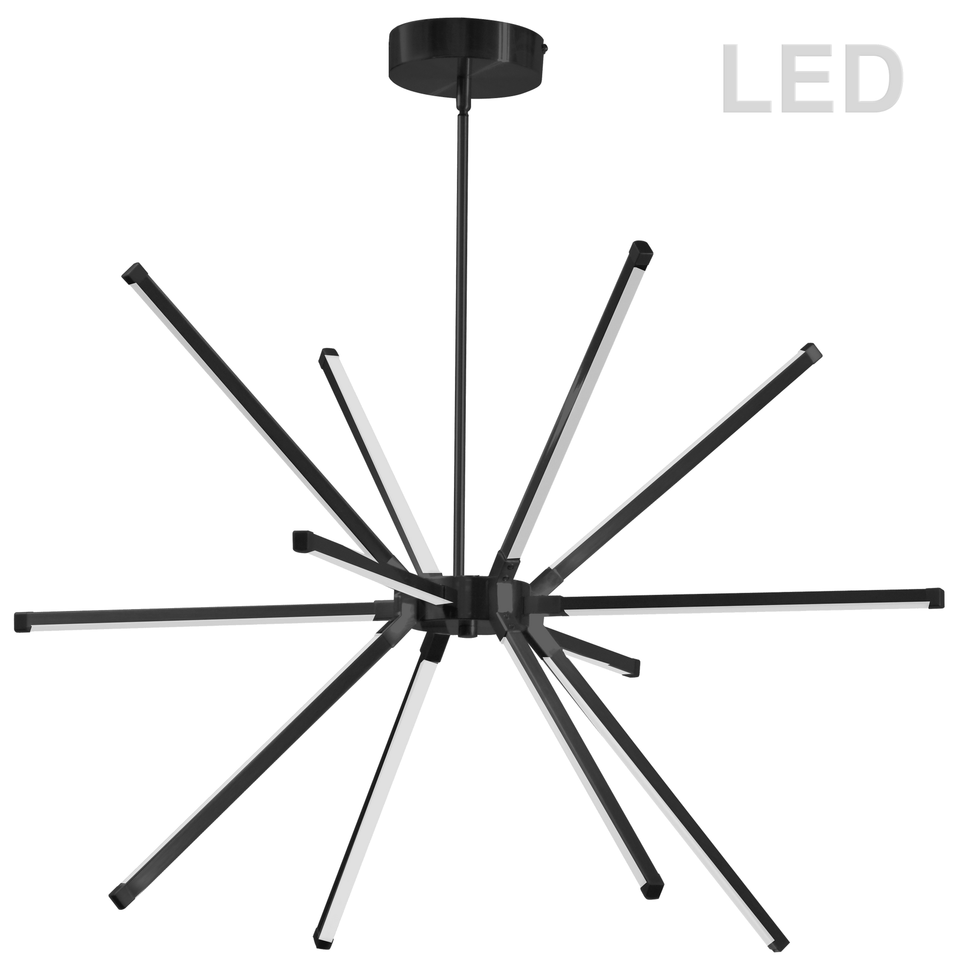 Dainolite 60W LED Chandelier, Matte Black with White Acrylic Diffuser - Renoz