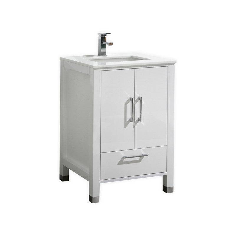 Kube Bath Anziano Bathroom Vanity With White Quartz Countertop and Undermount Sink